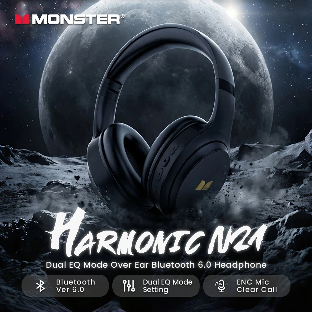 Anc Wireless Over Ear Headphones - Monster Harmonic N21 Bluetooth 6.0 Kulaklık,