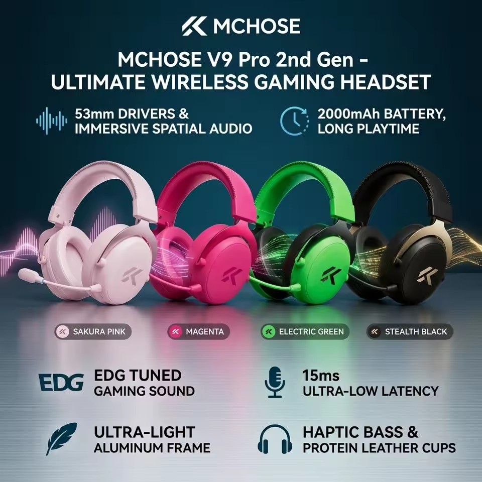 MCHOSE V9 Pro 2 E-spor Kablosu - Anc Wireless Over Ear Headphones incelemesi ve fiyatı